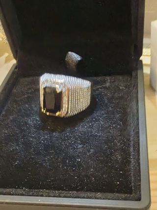 Anillo Hombre Ónix Negro Brillantes