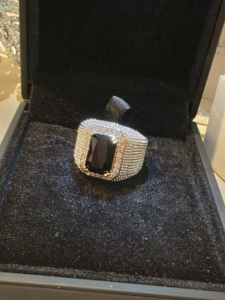 Anillo Hombre Ónix Negro Brillantes