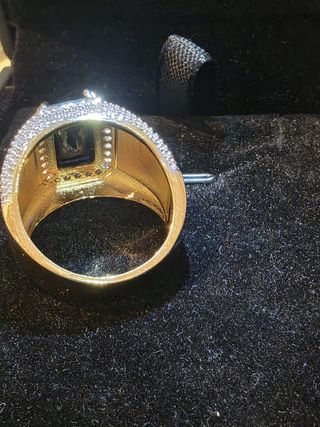 Anillo Hombre Ónix Negro Brillantes