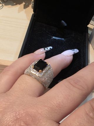 Anillo Hombre Ónix Negro Brillantes