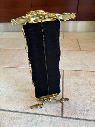 Porta bottiglie vintage in metallo e vetro