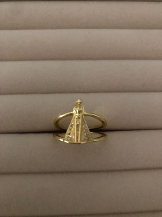 Anillo Virgen María Acero Inoxidable Dorado