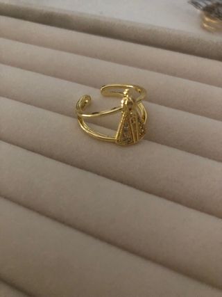 Anillo Virgen María Acero Inoxidable Dorado