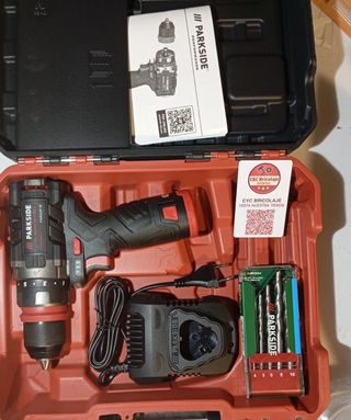 Percutor Taladro Parkside Brushless completo 