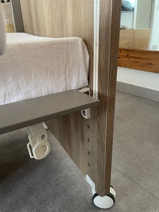 Minicuna bebé madera y gris TRAMA