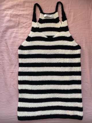 Top Mango Rayas Blanco y Negro Talla M