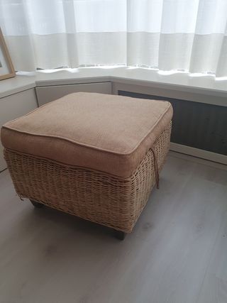Puff otomana mimbre beige