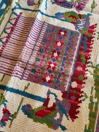 Tappeto in cotone beige multicolore