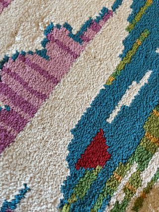 Tappeto in cotone beige multicolore