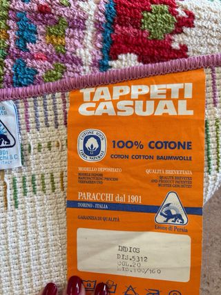 Tappeto in cotone beige multicolore