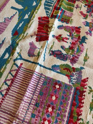 Tappeto in cotone beige multicolore