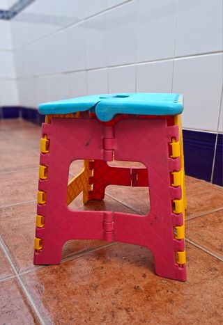 Taburete Plegable Amarillo y Azul