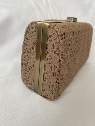Bolso de fiesta encaje marrón y dorado