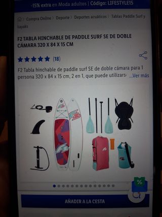 Tabla Paddle Surf Hinchable F2 Doble Cámara