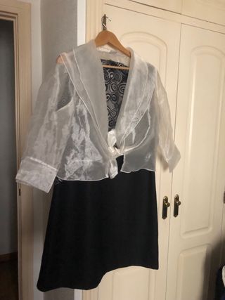 Vestido plateado y negro de Fiesta