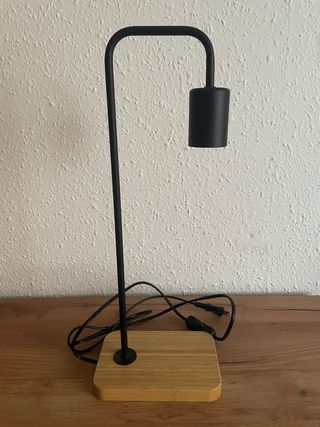 Lámpara Ikea Madera Metal Negra