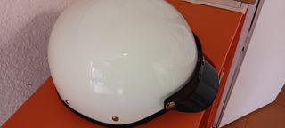 Casco Moto Retro Blanco con Visera