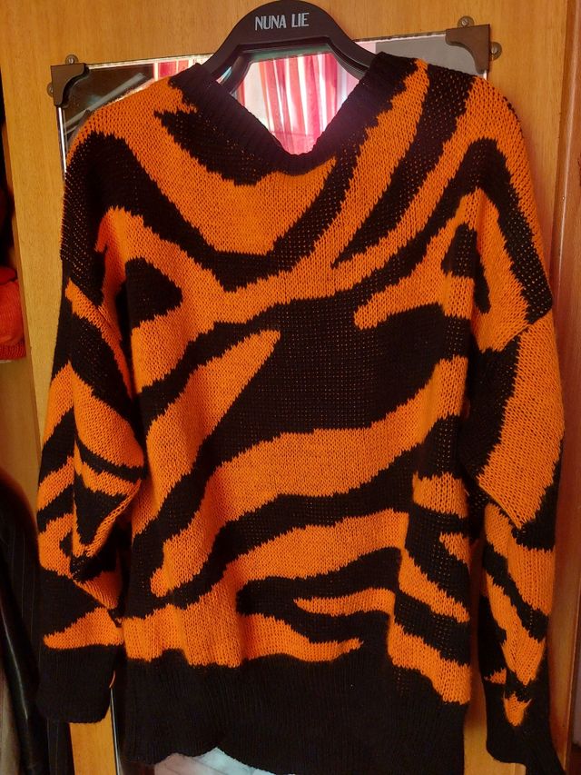 Maglione Tigrato Arancione Nero