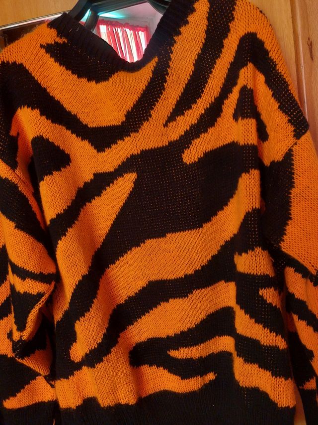 Maglione Tigrato Arancione Nero