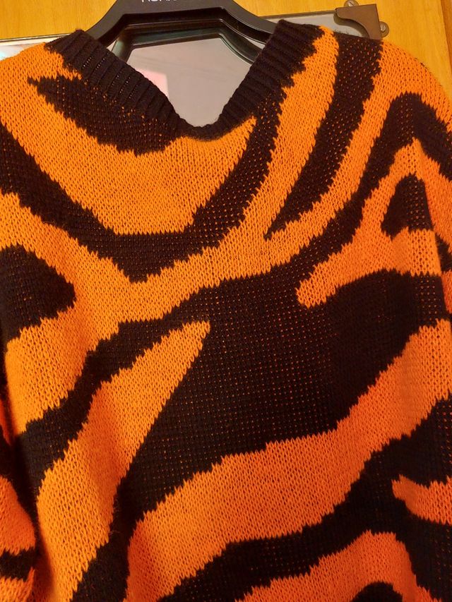 Maglione Tigrato Arancione Nero
