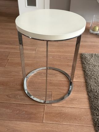 Mesa auxiliar redonda metal y madera