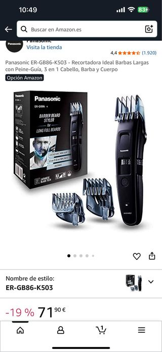 Panasonic ER-GB86-K503 Recortadora Barbas