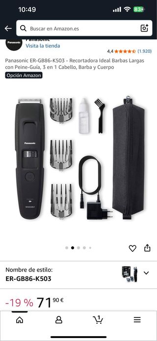 Panasonic ER-GB86-K503 Recortadora Barbas