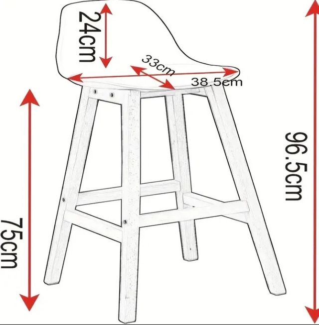 Taburete Alto Madera y Plástico Blanco