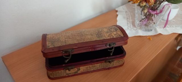 Bauletto portagioie vintage stile mappa