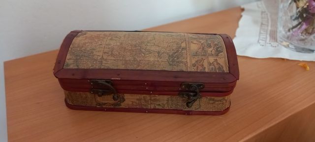 Bauletto portagioie vintage stile mappa