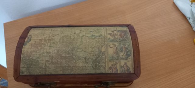 Bauletto portagioie vintage stile mappa