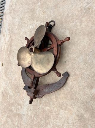 Conjunto de ancla, Timón y hélice de bronce.