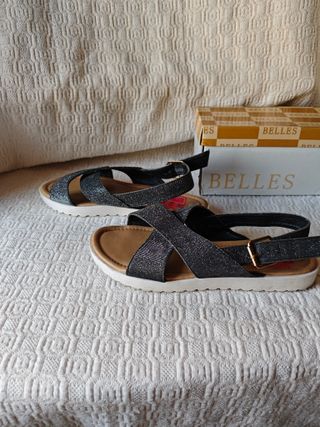 Sandalias Plataforma Mujer 38 plateadas cruzadas