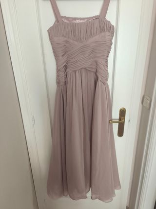 Vestido largo invitada boda rosa nude