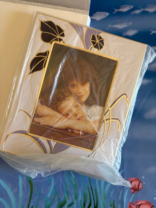 Cornice portafoto decorata oro e bianco