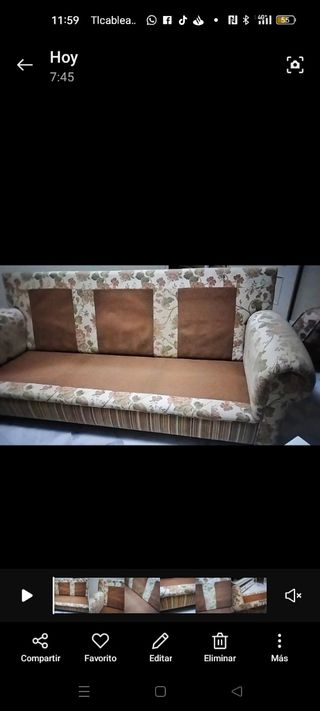 Sofá 3 plazas tela floral beige/multicolor