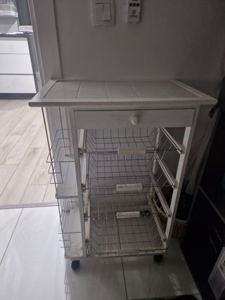Carro de cocina blanco con ruedas