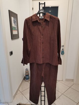 Completo Krizia Lino Marrone Tg 52