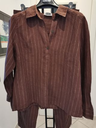 Completo Krizia Lino Marrone Tg 52