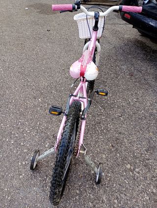 Bicicleta niña rosa con canasta 