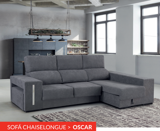 Sofá Chaise Longue OSCAR con Puffs y Arcón