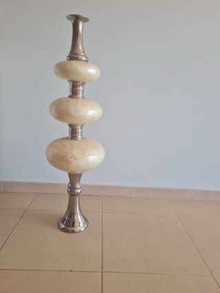 Jarrón Nácar y Metal Beige Plateado