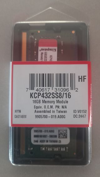 Módulo Memoria RAM Kingston 16GB DDR4