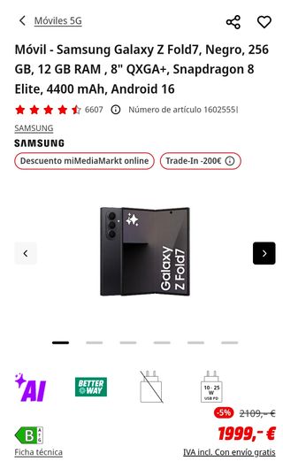 Samsung Galaxy Z Fold7 con seguro Samsung care+