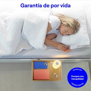 Mesita Noche Cama Alta Madera y Plástico