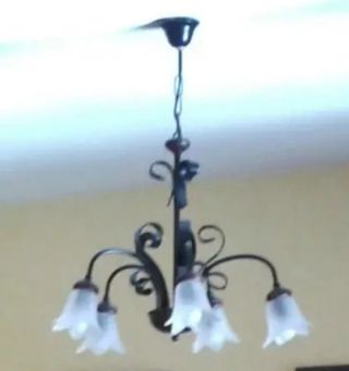 Lámpara de forja negra con tulipas