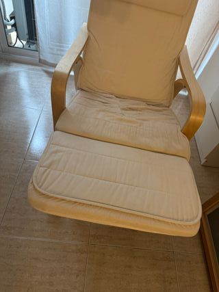 Mecedora / Sillón Tumbona Beige y Madera