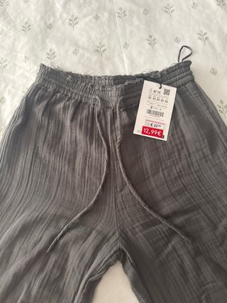 Pantalón lino gris ancho
