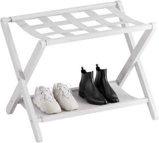 Soporte equipaje plegable madera y tela 2 unid