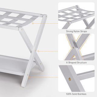 Soporte equipaje plegable madera y tela 2 unid